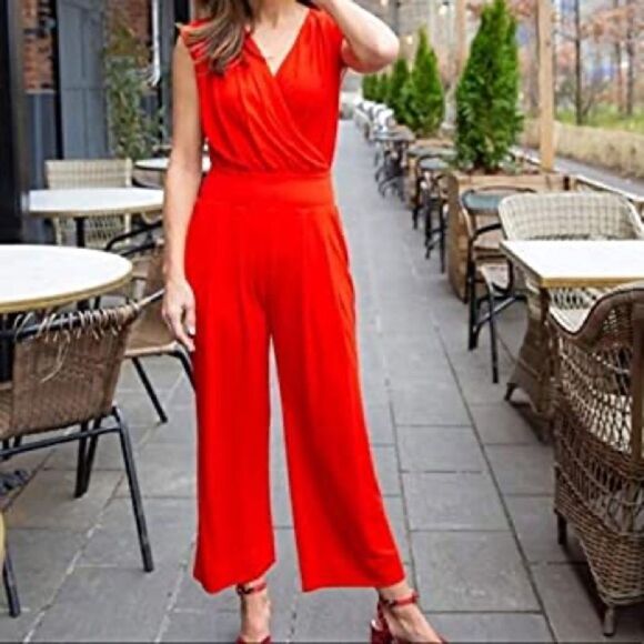 Cabi Vermilion Red Uptown Jumpsuit Spring 2020 Medium - Picture 1 of 9
